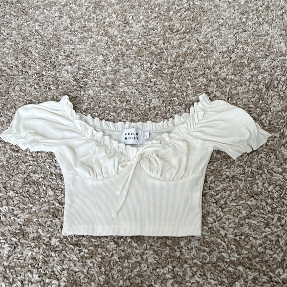 Never Worn Hello Molly White Crop Top Off Shoulder Sz XS (US 2) - Picture 6 of 10